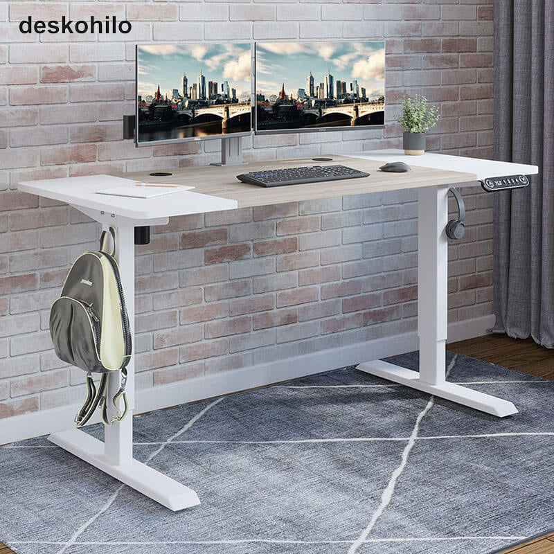 Deskohilo 63" x 30" Standing Adjustable Height Office Desks Splice Board for Work Benches, White or Brown