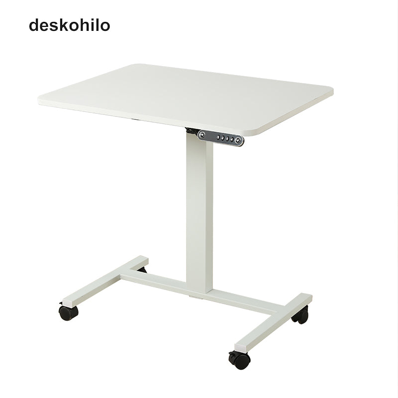 Deskohilo 32''x24'' Electric Height Adjustable Laptop Desk, Mobile Standing Desks with Wheels, White, Brown, Black